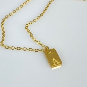Initial Letter A Tag Necklace